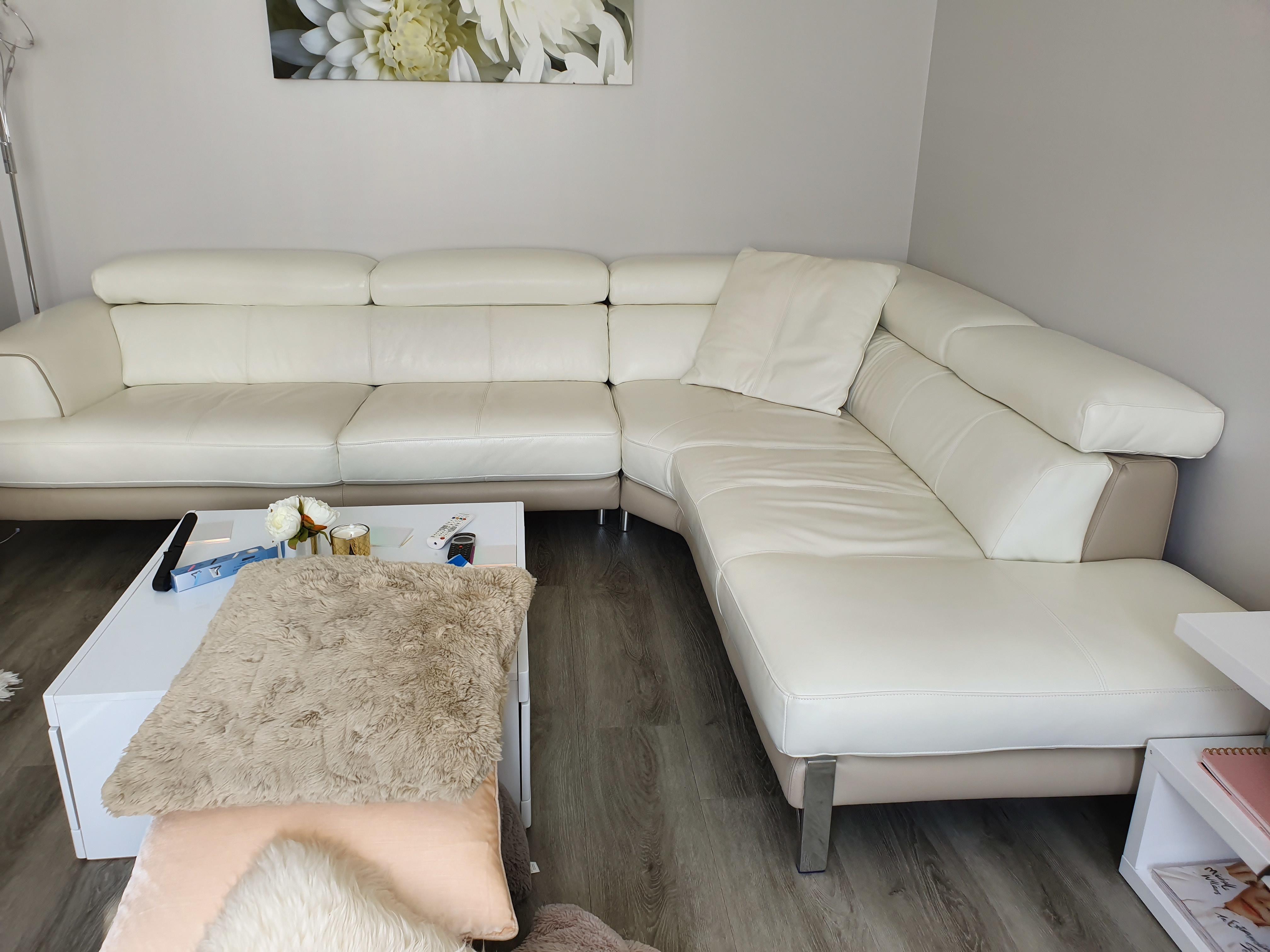 white leather corner sofa and chair