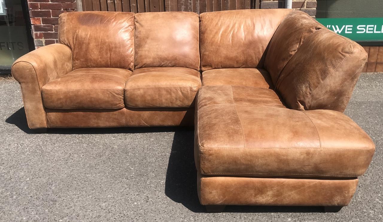 l shape tan leather sofa