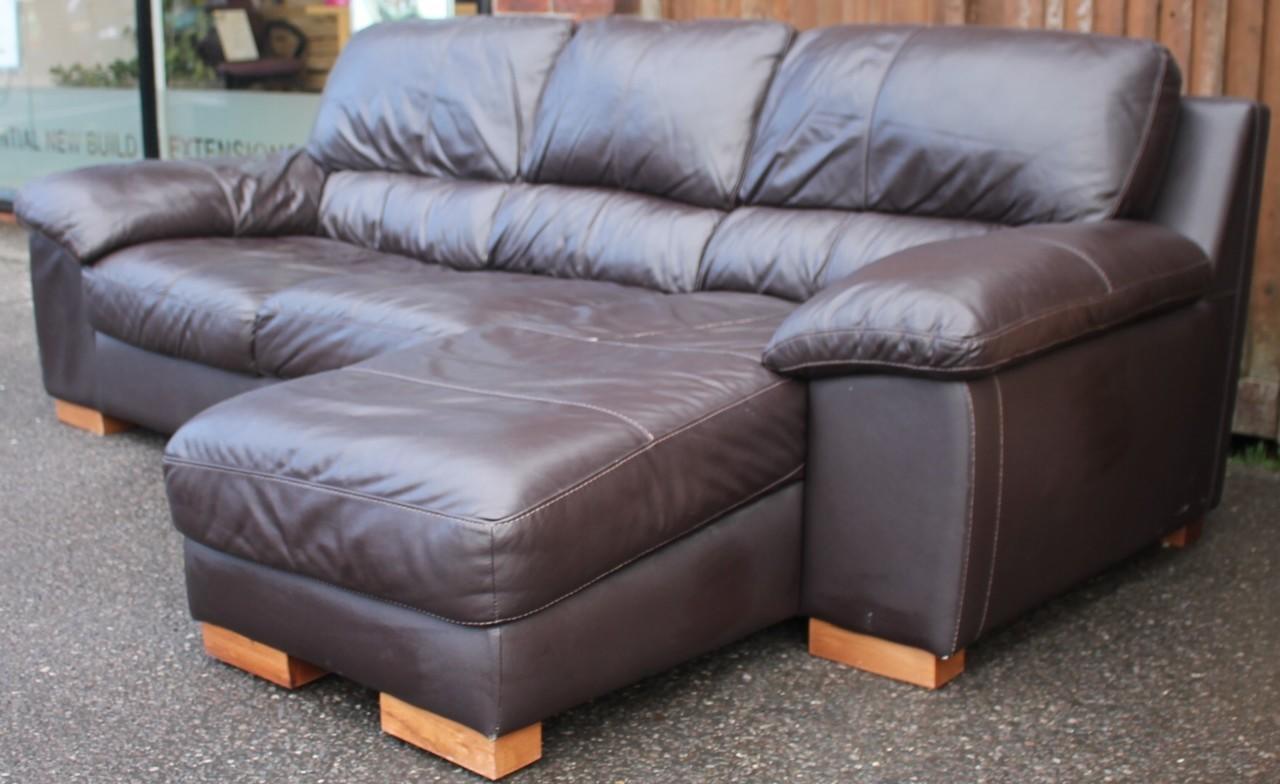brown leather chaise end sofa