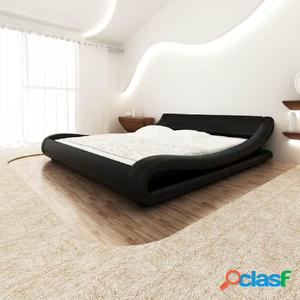 Estructura de cama 140x200 cm cuero artificial curvada negra
