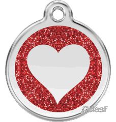 Red Dingo Placa Identidad Brillo Corazón Rojo M