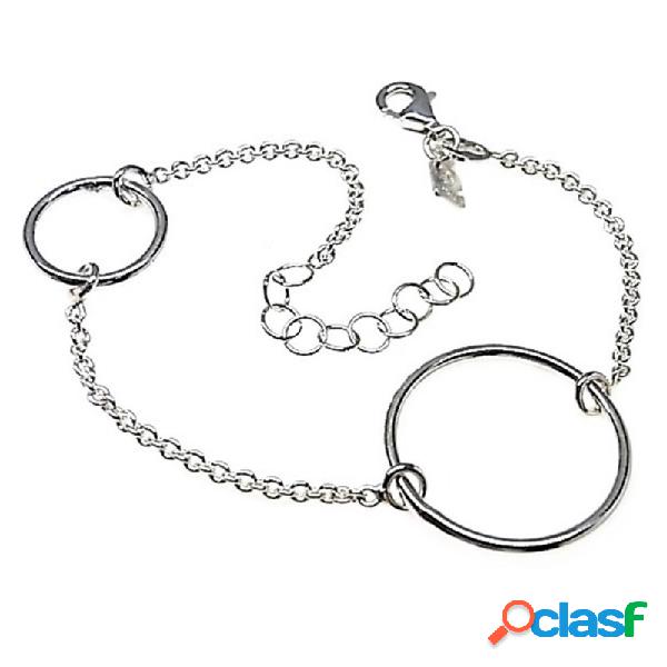 Pulsera plata Ley 925m 16.5cm. cadena rolo motivos círculos