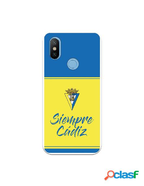 Carcasa para Xiaomi MI A2 Cádiz CF Fondo Azul y Amarillo -