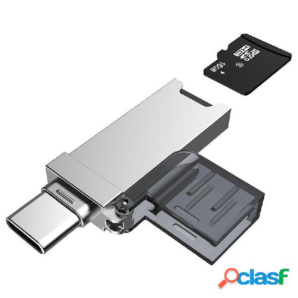 DM CR006 2 en 1 Type-C Lector de tarjetas USB TF para
