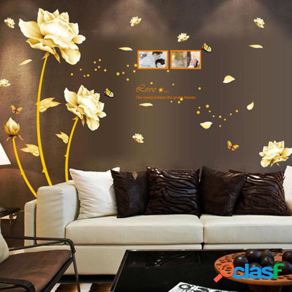 Etiqueta de la flor de oro Mural PVC etiqueta de la pared