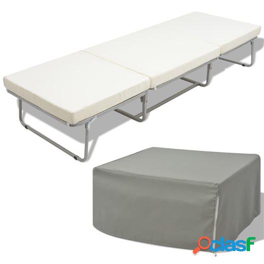 Cama/taburete plegable con colchón acero blanco 70x200 cm