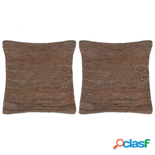 Cojines Chindi 2 unidades cuero y algodón marrón 45x45 cm