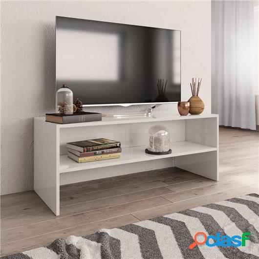 Mueble de TV aglomerado blanco brillante 100x40x40 cm