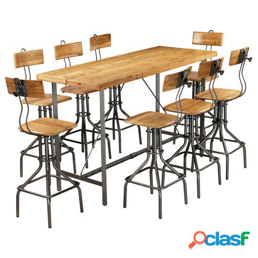 Set mesa y sillas de bar madera teca maciza reciclada 9