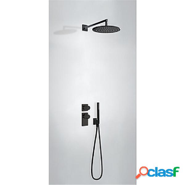 TRES - Kit de ducha termostático empotrado negro PROJECT