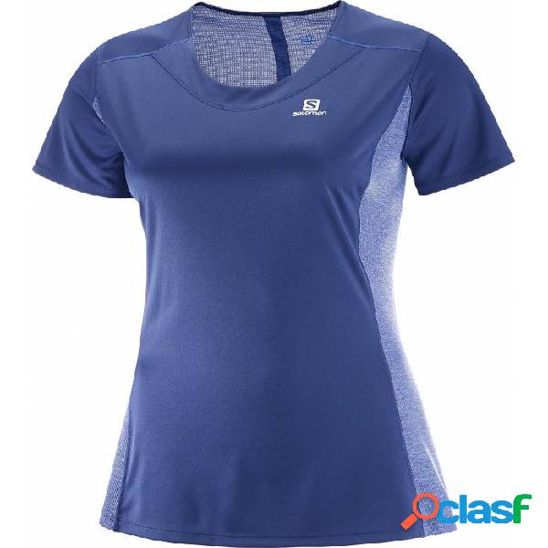 Camiseta Running Salomon Agile Ss Tee Mujer Azul Medieval