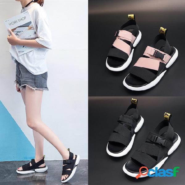 Casual Sports Sandalias Mujer Open Toe Buckle With Net Red
