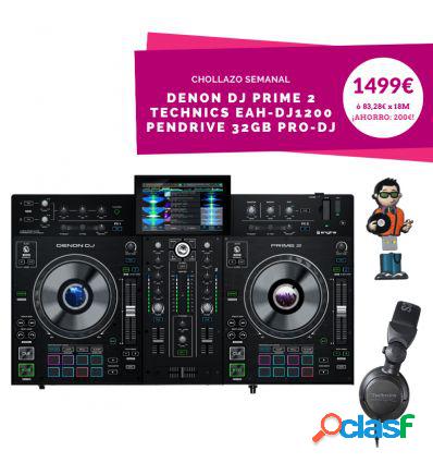 DENON DJ PRIME 2 + TECHNICS EAH-DJ1200 + PENDRIVE