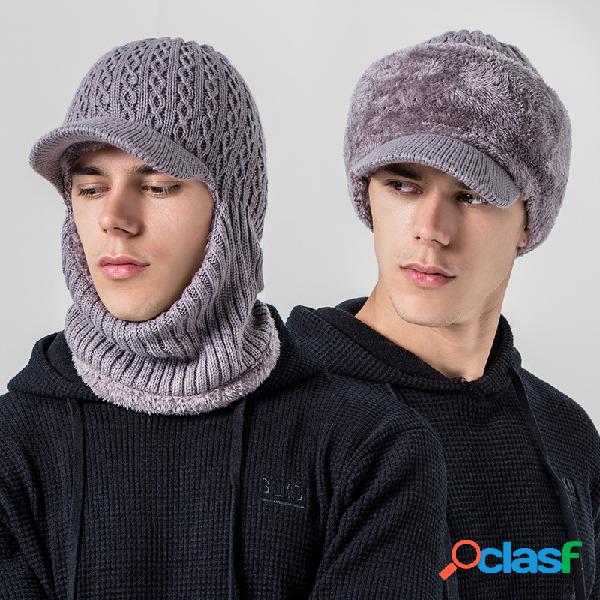 Hombres Winter Warm Wool Velvet Knit Beanie Fashion al aire