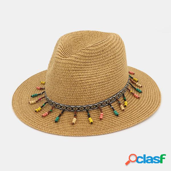 Mujer Paja Sombrero al aire libre Playa Sombrero Protector