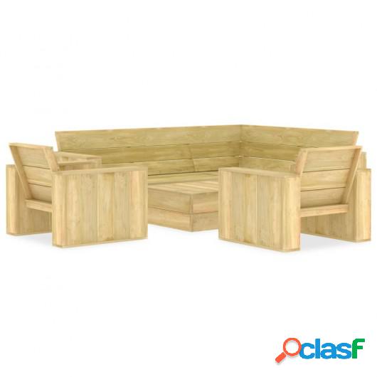 Juego de muebles de jardín 4 piezas madera de pino