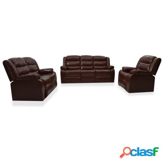 Juego de sofás reclinables 3 piezas cuero sintético