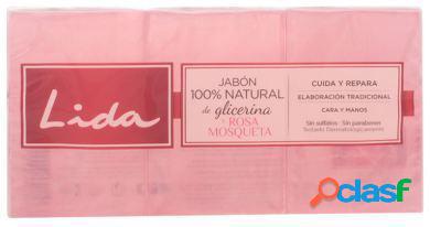 Lida Jabón 100% Natural Glicerina y Rosa Mosqueta Pack 3