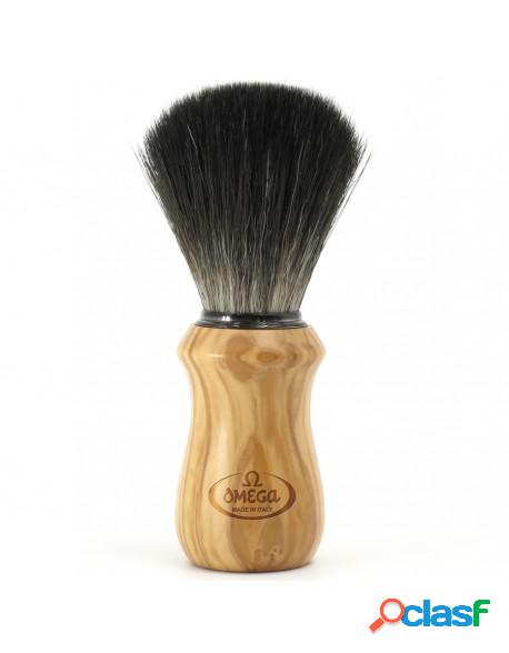 Omega Black Fiber Hi-Brush Olive Wood Shaving Brush