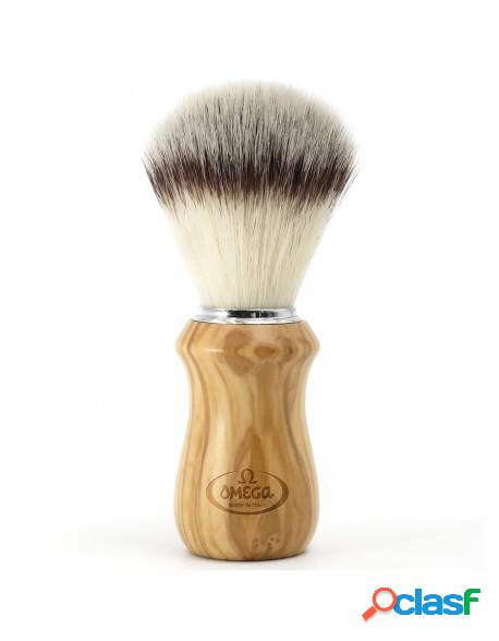 Omega Hi-Brush fiber shaving brush, olive wood handle
