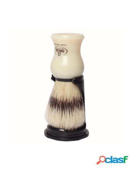 Omega Pure Bristle White Shaving Brush with Stand