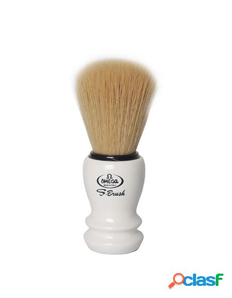 Omega Synthetic Fiber White Handle Shaving Brush