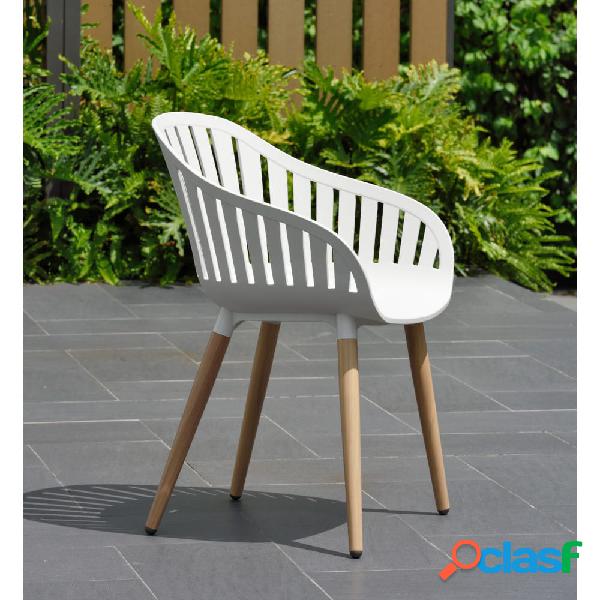 Set de 2 sillas de exterior blancas de plástico y aluminio