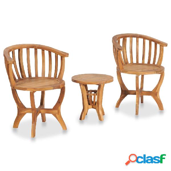 vidaXL Mesa y sillas de bistró para jardín 3 pzas madera