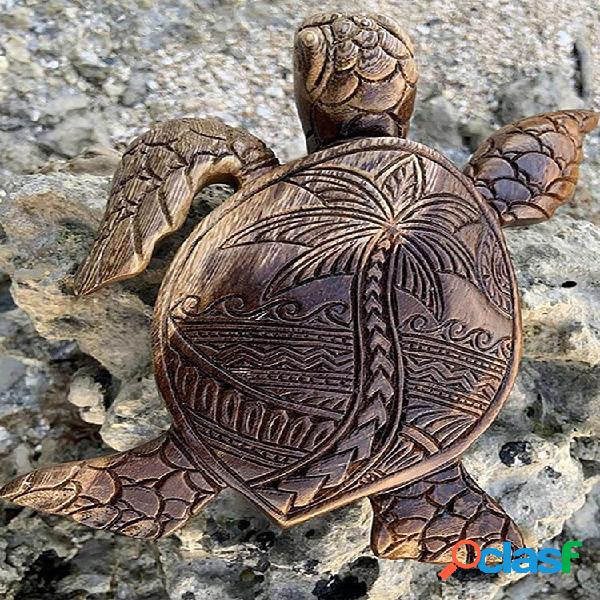 1 pieza práctica resina tortuga hawaiana tallado en madera