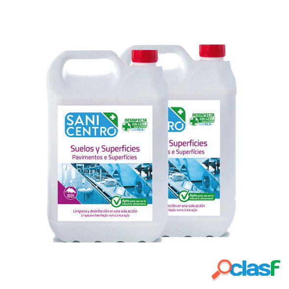 Limpiador desinfectante SaniCentro sin lejía. Caja 2x5L