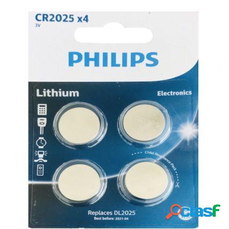 Pack de 4 pilas de boton philips cr2025 lithium/ 3v