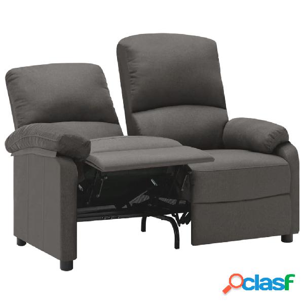 vidaXL Sofá reclinable de 2 plazas de tela gris oscuro