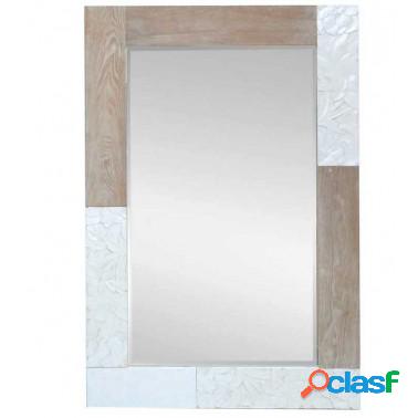 Espejo de pared rectangular madera natural y blanco