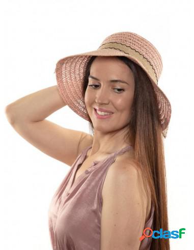 Sombrero Mujer Verano Rosa Con Lazo
