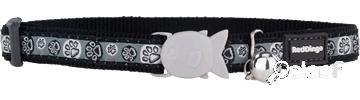 Collar Ajustable Paw Impression Negro para Gatos 20-32cm x