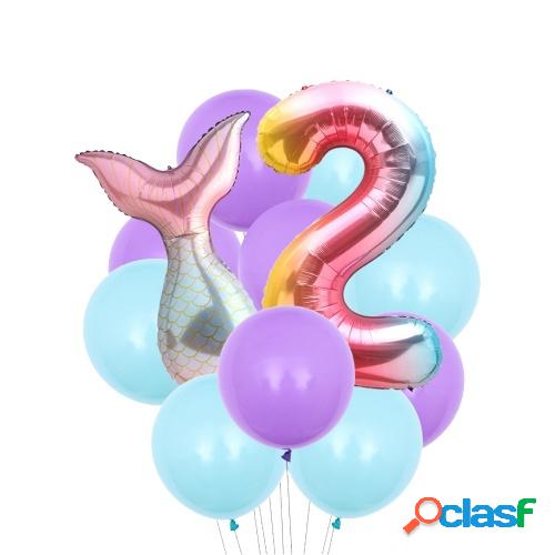 12PCS Mermaid Tail Balloons Birthday Party Decorations Set