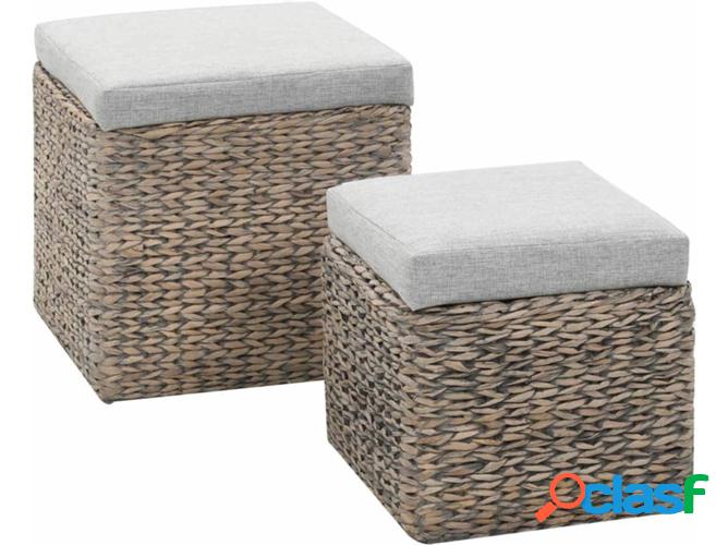 2 Bancos VIDAXL otomanos hierba marina Gris