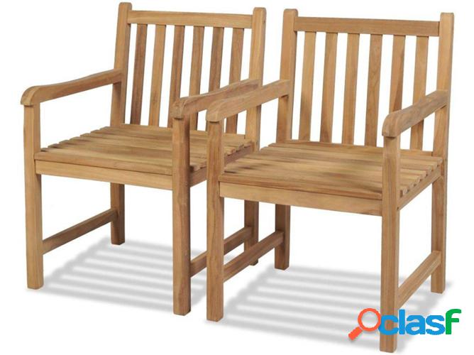 2 Sillas de Exterior VIDAXL Madera teca maciza