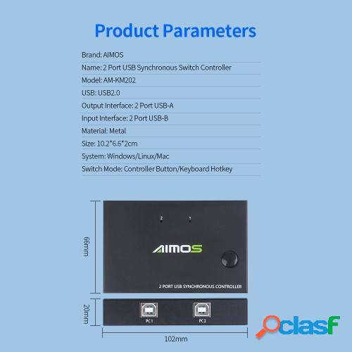 AIMOS AM-KM202 Controlador de interruptor síncrono USB de 2