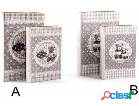 Almacenaje HOGAR Y MÁS Madera Libro Oso Set Do Caja