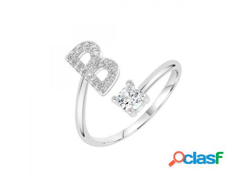 Anillo SC_CRYSTAL Letra (bañado a rodio - 9mm x 6mm)