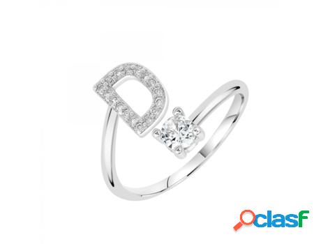 Anillo SC_CRYSTAL Letra (bañado a rodio - 9mm x 7mm)