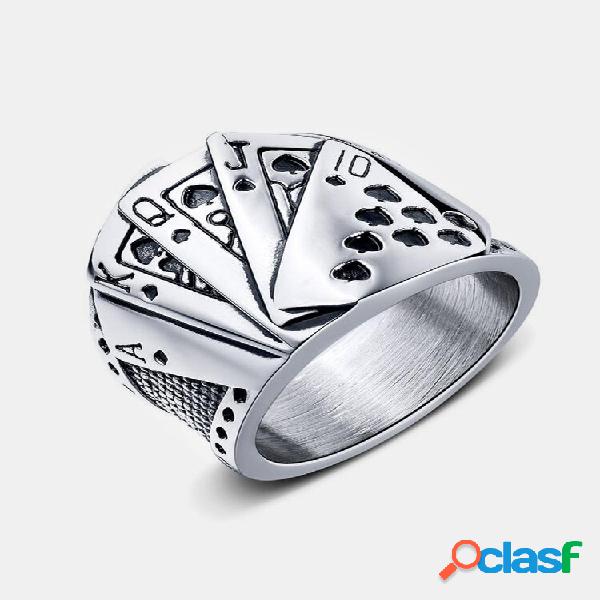 Anillo de póker de mago de naipes de Hip Hop de acero de