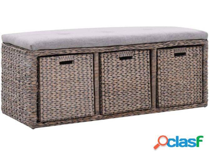 Banco VIDAXL 3 cestas hierba marina 105x40x42 cm gris