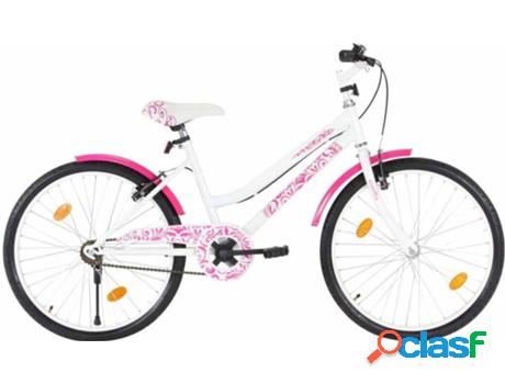 Bicicleta Infantil VIDAXL Blanco y Rosa (Edad Mínima: 8