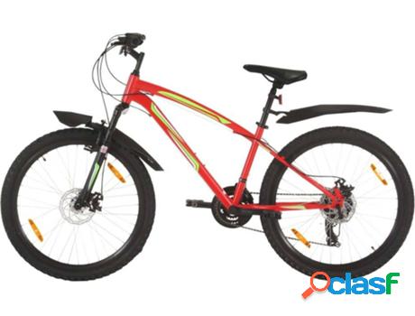 Bicicleta de Montaña VIDAXL Rojo - Velocidades: 21 - 42 cm