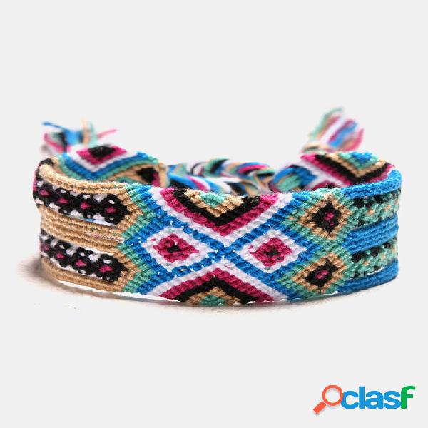 Bohemia encanto Pulsera tejida a mano Colorful Borlas