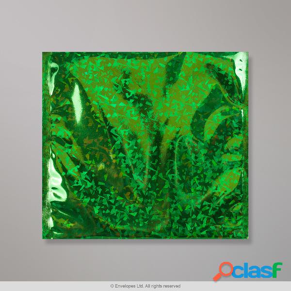 Bolsa de aluminio verde holográfica de 220x220 mm