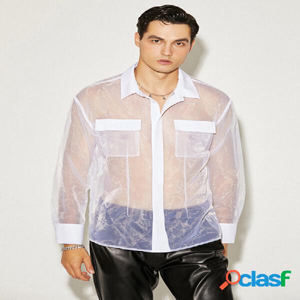 Bolsillo de patchwork transparente de malla para hombre