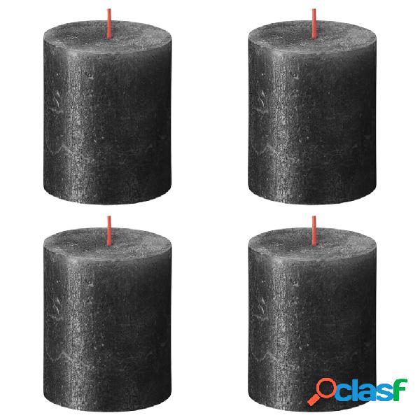 Bolsius Velas rústicas Shimmer 4 unidades antracita 80x68